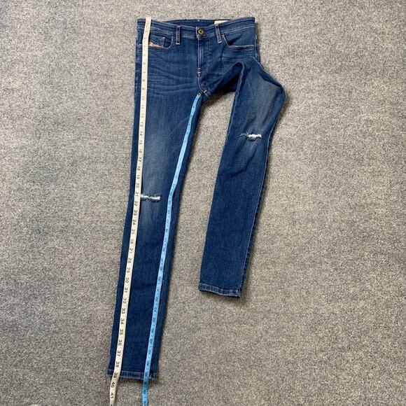 Diesel Jeans Womens 27 Regular Waist Super Slim Skinny Stretch Distressed Knee - Picture 8 of 15